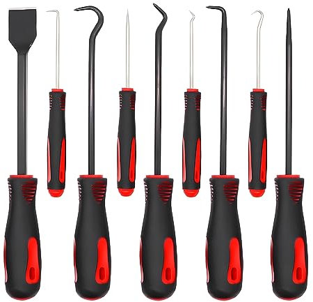 JNNJ 9 Pezzi Set di Ganci E Plettri di Precisione, Rimozione del Paraolio, Strumento di Rimozione Guarnizione O-Ring per Auto, Spinato Strumenti Riparazione Automatica per Rimozione Paraolio O-Ring
