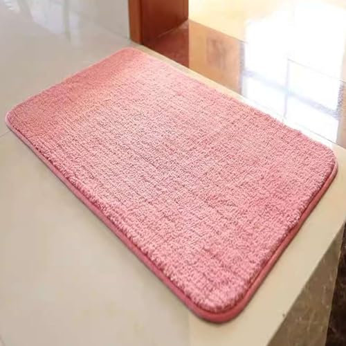 Reyox Tapis de Bain Absorbant Antidérapant, Tapis Unicolore Lavable Pile Courte Douce pour la Maison, la Salle de Bain, la Chambre et la Blanchisserie Rose 110 x 180 cm