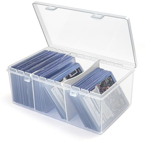 Vowcarol Plastic Toploader Storage Box with Dividers, Sports Cards Storage Box, Toploader Case fit 3 x 4 Toploader- 1 Pack