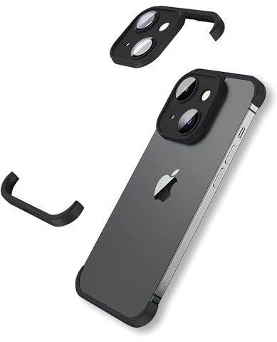 LEKEVO Frameless Fit for iPhone 15 Bumper Case with Camera Lens Protector, Slim Soft TPU Shockproof Phone Cover, Minimalist Yet Protective Shell (Black)