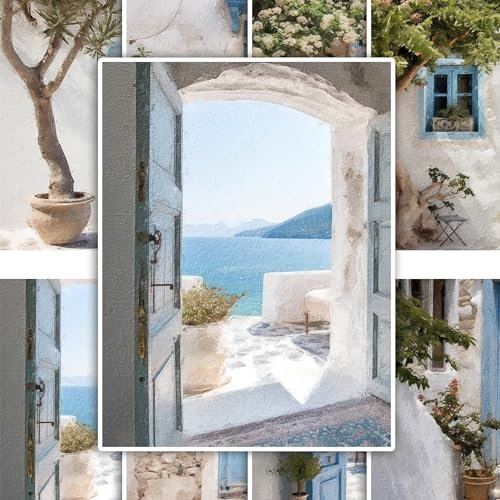 GRAZDesign Fliesenaufkleber Bad & Küche, Mediterranes Look, offenes Fenster, Maritime Klebefliesen selbstklebend - 15x20cm - 12 Stück