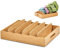 TOATELU Organizer da cucina in bambù, porta coperchio con 5 divisori regolabili, scatola portaoggetti in bambù, organiser per cucina, bagno, camera