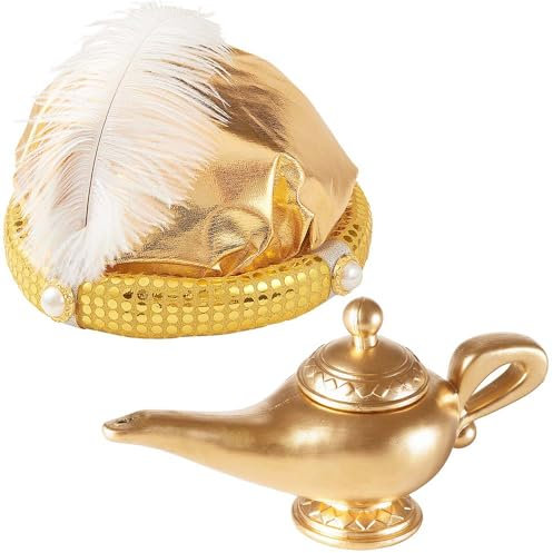 Goldschmidt Orient Set Wunderlampe und Sultan Turban gold orientalisches Märchen Accessoires Fasching Karneval