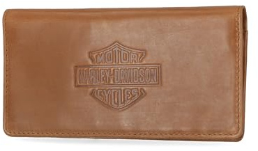 Harley Davidson Portafoglio Rodeo da uomo in pelle con blocco RFID, cognac (indo), cognac (indo), portafoglio da uomo in vera pelle con blocco RFID