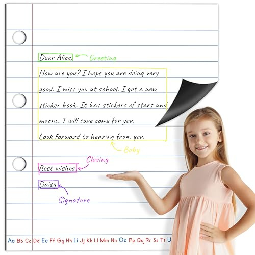 Magnetisches Notizbuchpapier, Löschbares & Beschreibbares Handgeschriebenes Linienpapier, Trockenlöschbares Schreibstreifen Lernwerkzeug für Klassenzimmer Schule, Whiteboard, Tafel, Bürobedarf