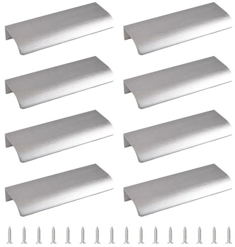 MOROBOR Finger Edge Pull, 8 PCS Concealed Handle Modern Style Drawer Handle, Aluminum Alloy Invisible Handle Wardrobe Handle for Cabinet Hardware Drawer, 150 mm/Brushed Nickel