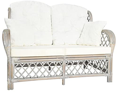 ZEYUAN 2-Sitzer-Sofa, Gartenmöbel, Balkon Möbel, Balkon Lounge, Gartenlounge, Gartensofa, Loungemöbel, Sitzecke Balkon, Grau Rattan