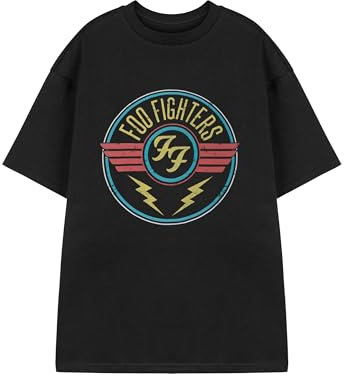 Foo Fighters Mens T-Shirt | Lightning Black Short Sleeved | Graphic Tee for Music Fans | Rock Band Official Merchandise | Alternative Music Apparel | Concert Wear for Men