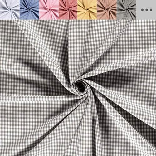Baumwolle bedruckt Karo Meterware - Baumwollstoff kariert - BW Webware Karomuster Landhaus *Ab 50cm, Farbe: 068 dunkelgrau