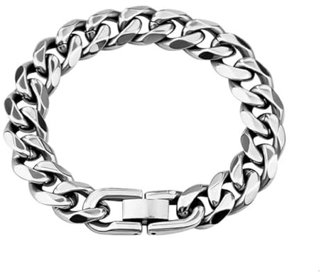 Silver Bracelet for Men, Mens Bracelets, Chain Bracelet Men, Bracelet for Men, Mens Chain Bracelets, Stainless Steel Bracelet Cuban Link Chain Bracelet,Gifts for Him Dad (Random style) (Sequin color)