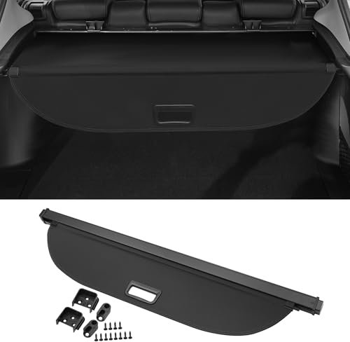 Motoforti Auto ausziehbare Kofferraumabdeckung für Ford FOCUS 2012-2018 Heckkofferraumablage Gepäcksicherheitsschutzschirm, Leinwand, mit Zubehör, Glanzschwarz