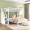 FEZTOY Etagenbett mit Treppe, Beistelltisch und Ablagen, Kinderbetten 90x200cm+120x200cm, Multifunktionales Hochbett mit Rausfallschutz und Lattenrost, ohne Matratze