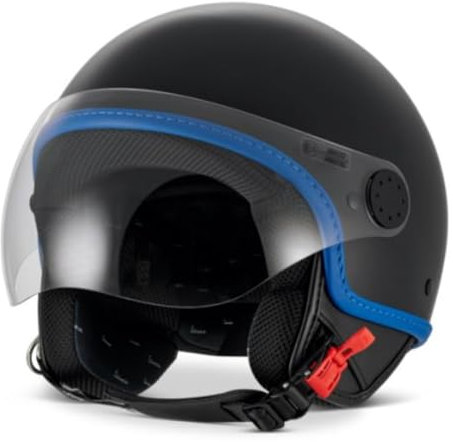 Jethelm Piaggio original Visor 4.0 Demi Jet für Vespa Fahrer mit ECE 22.06 Zulassung (schwarz matt DEC (Special Edition), L2)