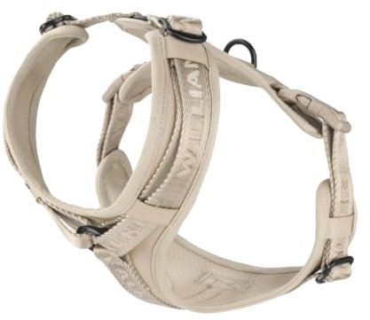 William Walker Jacquard Hundegeschirr – Ergonomisch, Verstellbar & Komfortabel – Atmungsaktives Mesh & Neopren – Leicht, Strapazierfähig & Vegan (Beige, XS)