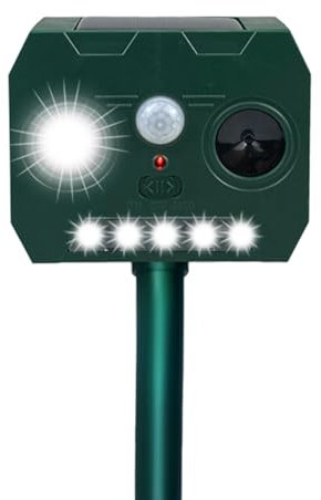 XWGKLN Repelente de gatos para jardines del Reino Unido, asustadores solares de gatos para jardines al aire libre, repelente ultrasónico impermeable de animales con flash LED y detección infrarroja