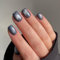Smoky Grey Cat Eye False Nails, SXVME Glitter Press on Nails Short Square, Sparkly Shiny Fake Nails Natural, Cute Bling Stick on Nails for Women Daily Wear, 30 Pcs