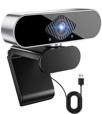 Webcam PC Camara Web con micrófonos con cancelación de Ruido, 1080p Camara USB Plug and Play 360° Ajustable Integrado videollamada para Skype YouTubTwitch y Streaming, 30 FPS