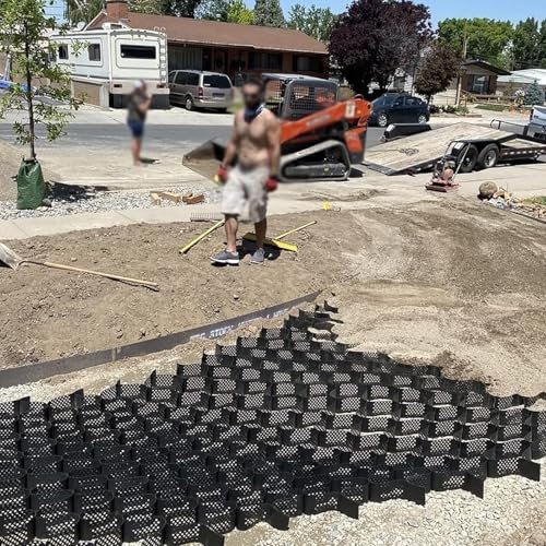 CMYUN Stabilisateur de Gravier 5cm D'épaisseur Grille de Stabilisation du Gravier pour Le Jardin/L'allée, 40x40cm Grille de Sol Modulable Stabilisateur Gravier Exterieur(4m x 10m (13ft x 33ft))