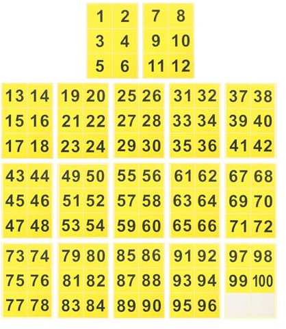 PATIKIL 100mm Consecutive Number Stickers 1-100, Square Self-Adhesive Vinyl Number Decals for Inventory Storage Organizing, Locker, Toolbox, Bins, Indoor Outdoor, Yellow