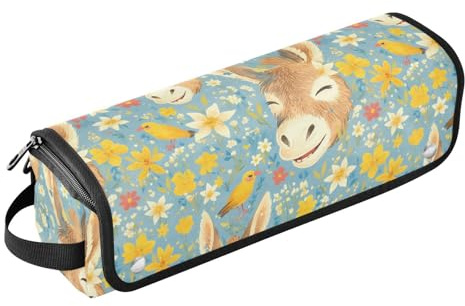 Happy Donkey Face Flowers 2-in-1 Haar-Werkzeug-Organizer mit herausnehmbarer hitzebeständiger Matte, große Kapazität, Glätteisen, Organizer für Glätteisen, Lockenstab, Haartrockner, Damen, Essentials