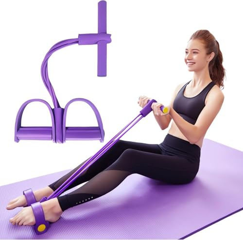 Bauchtrainer, Pedal-Knöchelzieher,Sit-Up Trainingsgeräte Bodybuilding Expander Ganzkörpertrainer für Zuhause 4Tubes Elastische Zugseil Multifunktions-Leg-Exerciser für Fitness Abnehmen Training Yoga
