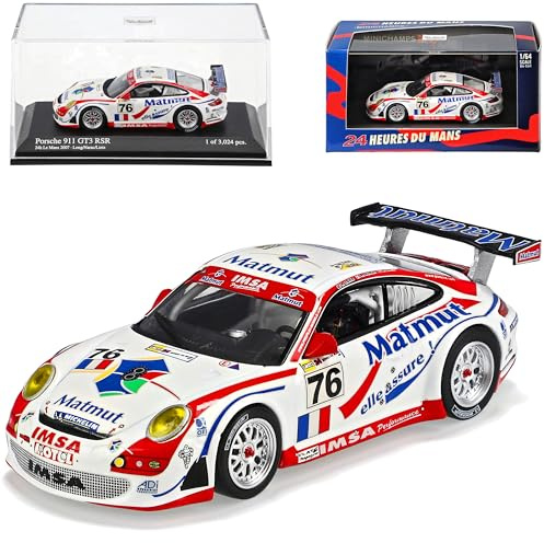 Generisch Porsche 911 997 Gt3 GT 3 RSR Weiss Rot 2007 24 Stunden Le Mans 1/64 Minichamps Modell Auto Modellauto