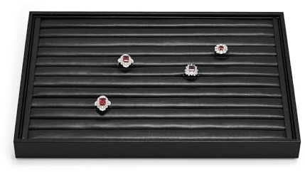 Oirlv 11 Slots Schwarz PU Leder Ring Tablett Ring Ohrringe Ohrstecker Schmucktablett Aufbewahrungstablett