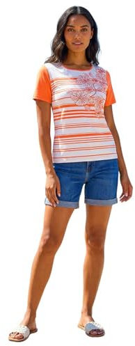 Roman Originals T-Shirt for Women UK - Ladies Tee Shirt Summer Top Holiday Day Causal Short Sleeve Blouses Round Crew Boat Neck Lightweight