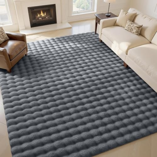 Homaxy 3D Bubble Waschbar Groß Teppich Wohnzimmer 120x160 cm, Dunkelgrau | Antirutsch Waschbar Teppich, Weich Flauschig Teppiche fürs Kinderzimmer, Schlafzimmer