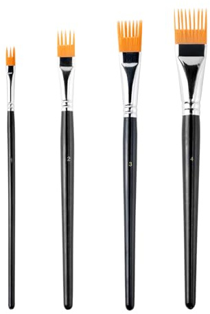 Hyleara 4 Stück Grainer Pinsel Set, Flat Aquarell Pinsel für Textur-Effekte | Pinselset Acrylfarben, Ölfarben Pinsel, für Aquarell, Acryl und Öl, Künstler, vielseitiger Künstlerbedarf