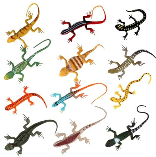 Doyomtoy lagarto de goma para reptiles realistas de lagarto mini-reptiles, decoración de fiesta adecuada para parodias, fiestas, 12 unidades