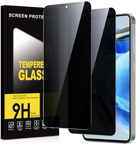 Micnkifo Protector Pantalla Privacidad para Xiaomi Redmi Note 12 Pro 4G/5G 2 Piezas,Anti Espía Cristal Templado,Anti-Espía Vidrio Película,9H Dureza,Anti-Arañazo,Sin Burbujas,Privacy Screen Protector