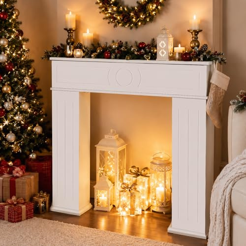 BRILVERDE Estantería para chimenea con espacio de almacenamiento, accesorio estrecho para chimenea, 19 cm de profundidad, mesa decorativa para velas, salón, dormitorio y pasillo, chimenea de estilo