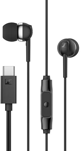 Sennheiser CX 80U – Auricolari in-ear con cavo, connessione USB-C, telecomando intelligente integrato a un solo pulsante con microfono, auricolari chiusi per la riduzione passiva del rumore – Nero