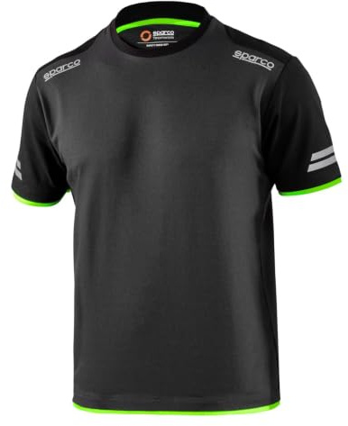 Sparco - Technisches T-Shirt Sparco Tucson GSVF, Baumwoll-Polyester-Mischgewebe, hohe Sichtbarkeit an den Ärmeln, verstärkte Schultern, moderner Stil, XXL