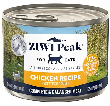 ZIWI Peak Grain Free Cat Food Tins - All Natural High Protein Pate - New Zealand Free Range Chicken Recipe - 12 x 185g Multipack