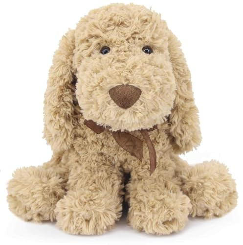 WEIGEDU Goldendoodle Plüschtier Hund Kuscheltier 30 cm | Tierspielzeug, Weicher Stofftier mit langen Schlappohren, Kuschelhund, Geschenk für Kinder Erwachsene