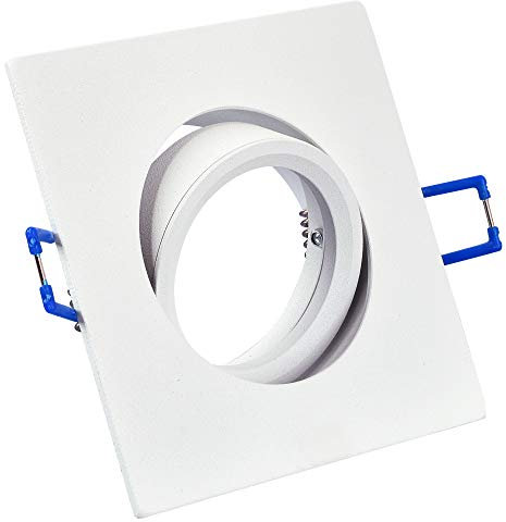 Maxkomfort Einbaustrahler weiß mit GU10 Fassung ECKIG Einbauleuchte Einbauspot LED/Halogen Rahmen Schwenkbar Rostfrei Deckenspot Strahler Spot 5104