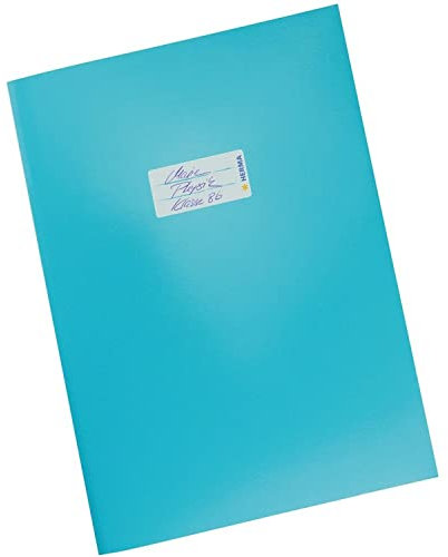 HERMA 19755 Heftumschlag A4 Karton Türkis, Hefthülle mit Beschriftungsfeld aus stabilem & extra starkem Papier, Heftschoner für Schulhefte, farbig