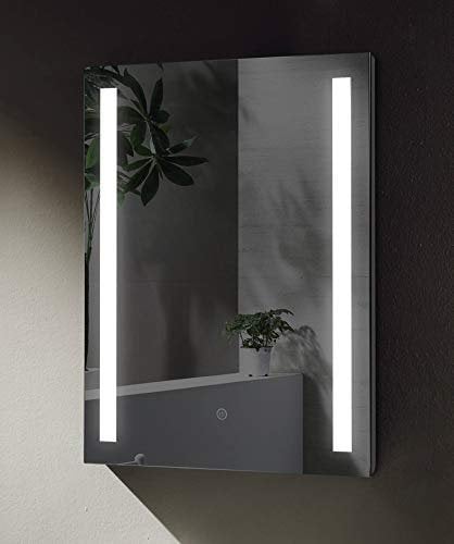 Sogoo SGSpiegel Badspiegel mit seitlicher LED Beleuchtung, Badezimmerspiegel 60x80cm, Lichtfarbe Weiß, Energieklasse A+