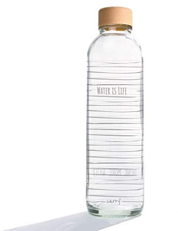 Carrybottles Glastrinkflasche 0,7l (Water Is Life)| Sportflasche, Wasserflasche | BPA-frei, auslaufsicher & kohlensäuregeeignet | Made in Germany
