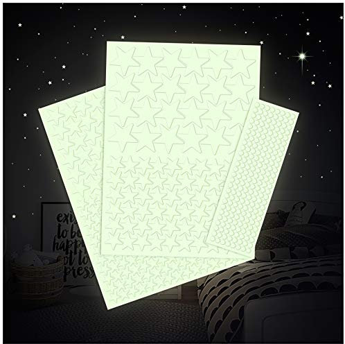 Leuchtfolie 517 Sterne für Sternenhimmel starke Leuchtkraft im Dunkeln Wandsticker Aufkleber selbstklebend fluoreszierend nachtleuchtend (K010 Sterne)