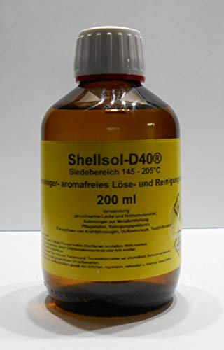 200 ml de Shellsol-D40®, rango de ebullición 145-205 °C, limpiador en frío, disolvente sin aromas.