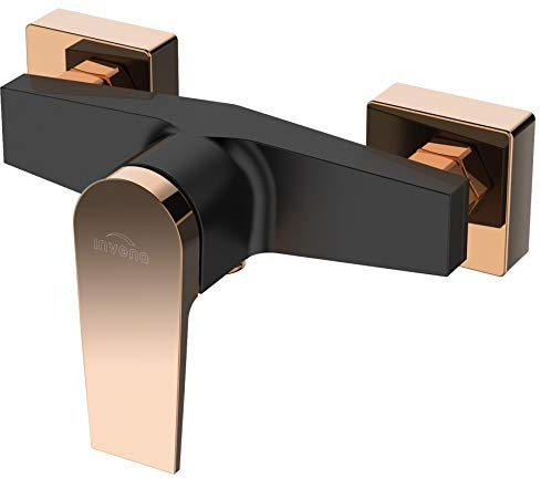 Schwarz/Rose Gold Messing Badezimmer Dusche Wand Wasserhahn Mischbatterie