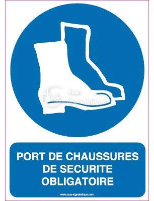 AUA SIGNALETIQUE - Panneau Port de Chaussures de Sécurité Obligatoire-V - 210x300 mm, Aluminium Dibond 3mm