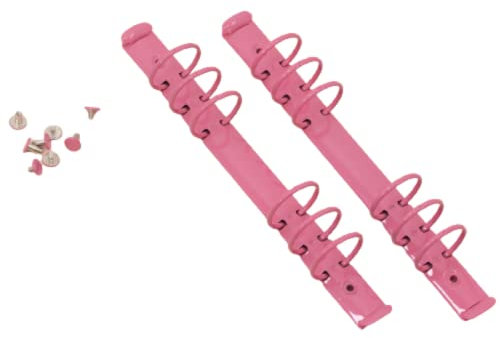 Craftelier - Set mit 2 Mechanismen für Ordner mit 6 Ringen | Größe ca. 22,7 cm - Durchmesser Ringe 3,3 cm - Ringabstand 1,9 cm | Inklusive 8 Haltebrads | Farbe Bubblegum Rosa