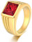 Beydodo Edelstahl Ring Männer mit Stein, Gold Ring Personalisiert Punk Quadrat Rot Zirkonia Breite 10MM Gr.54 (17.2)