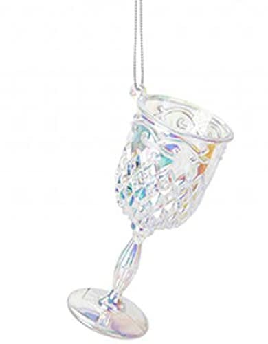 Iridescent Shimmer Wine Glass Hanging Christmas Decoration Cocktail Tale Themed Xmas Tree Pendant