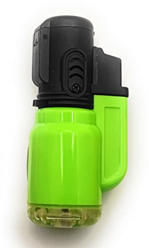 1 x Briquet Tempête Chalumeau Torche à Capuchon clapet - Rechargeable gaz - Réglable (Vert)