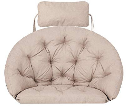 Hängesessel Kissen, Polster, Auflage für Polyrattan & Rattan Hängeschaukel, Sitzauflage für Hängekorb mit Rückenkissen - Beige